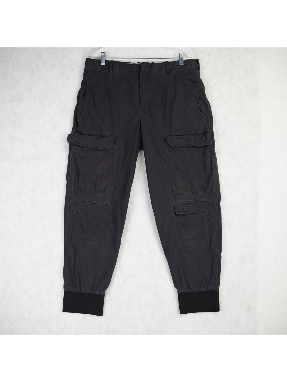 Neil Barrett Mens Utility Cargo Pants Fits 32x26 Black Low Rise Slouch Fit Read